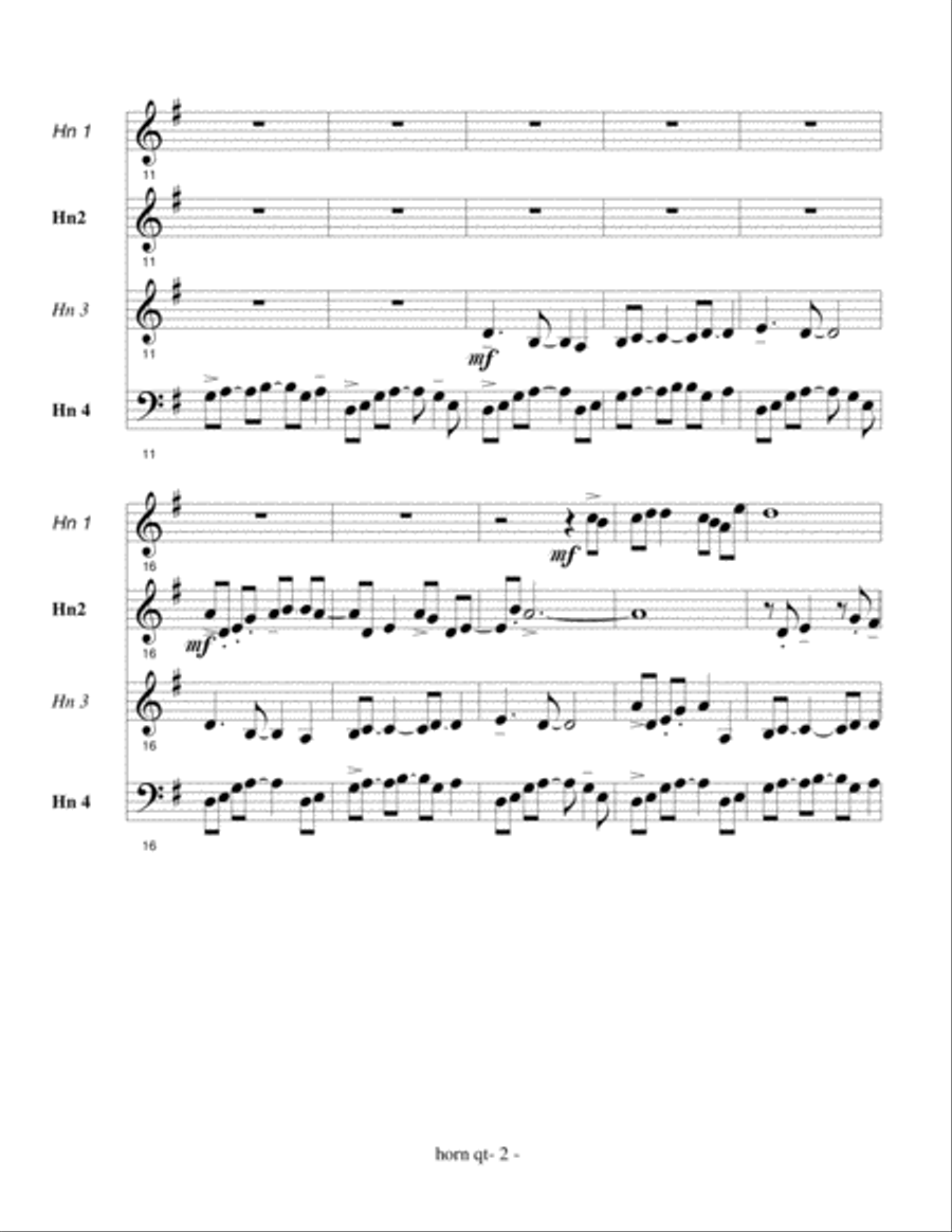 QUARTET FOR FRENCH HORNS Brass Ensemble scores gallery preview page 3