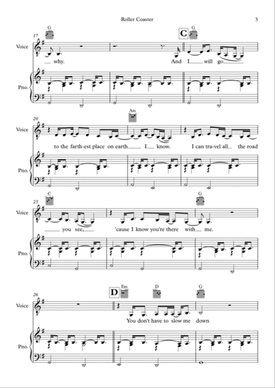 Roller Coaster Piano, Vocal, Guitar scores gallery preview page 3
