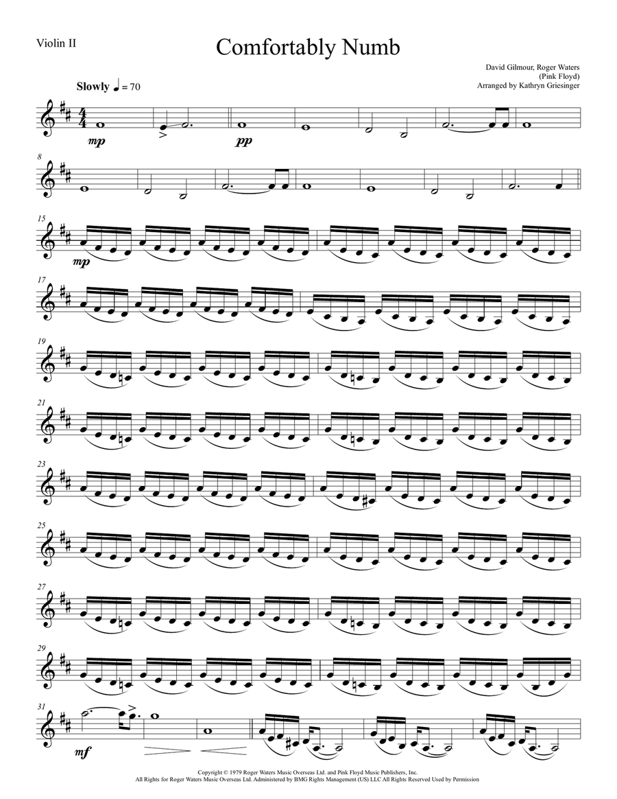 Comfortably Numb String Quartet scores gallery preview page 3