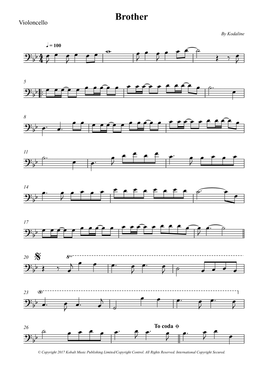 Brother Brother Cello Solo scores gallery preview page 1