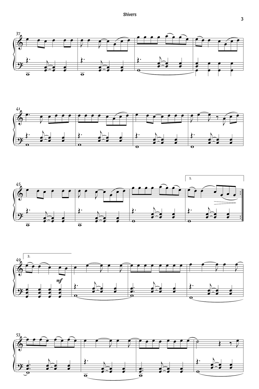 Shivers Piano Solo scores gallery preview page 3