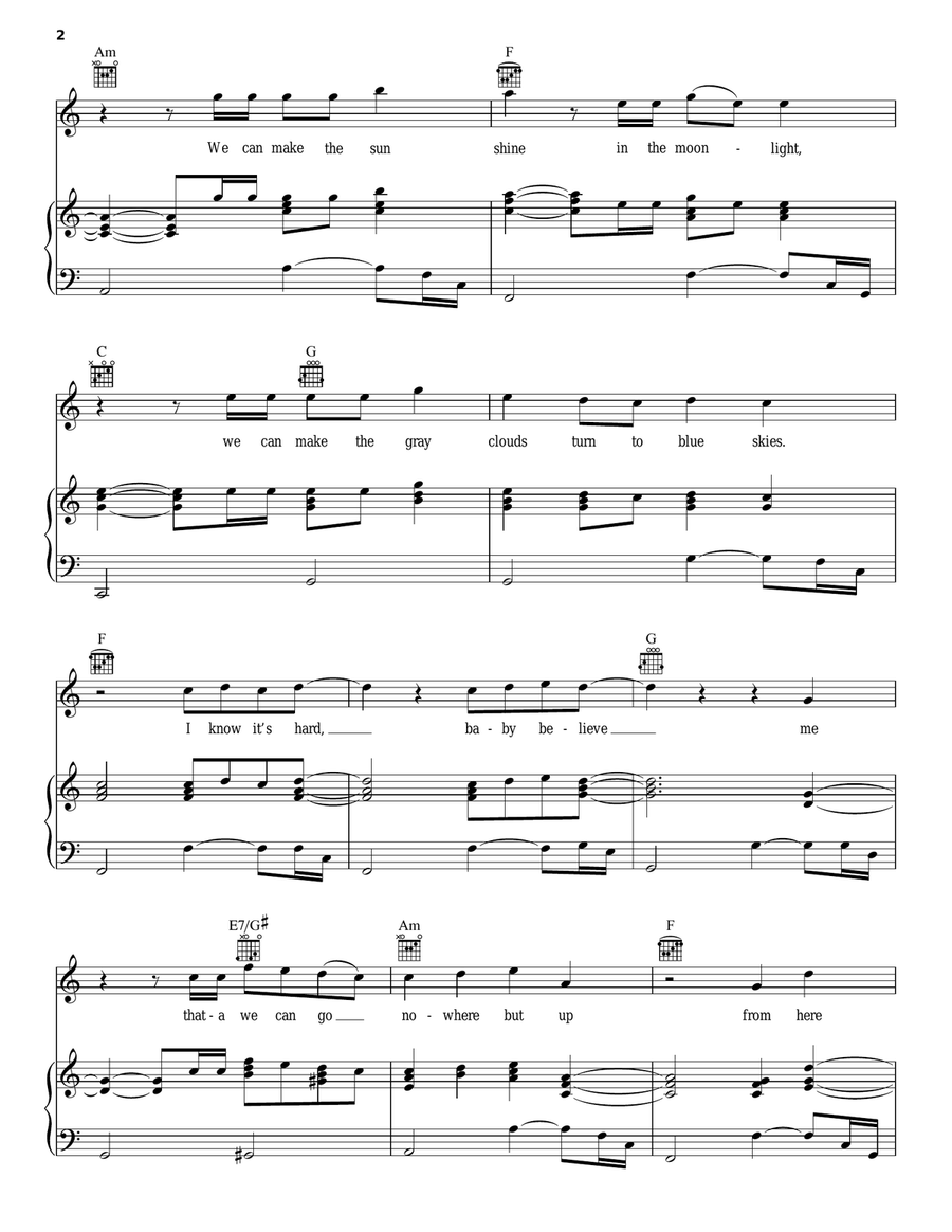 Up Piano, Vocal, Guitar scores gallery preview page 2