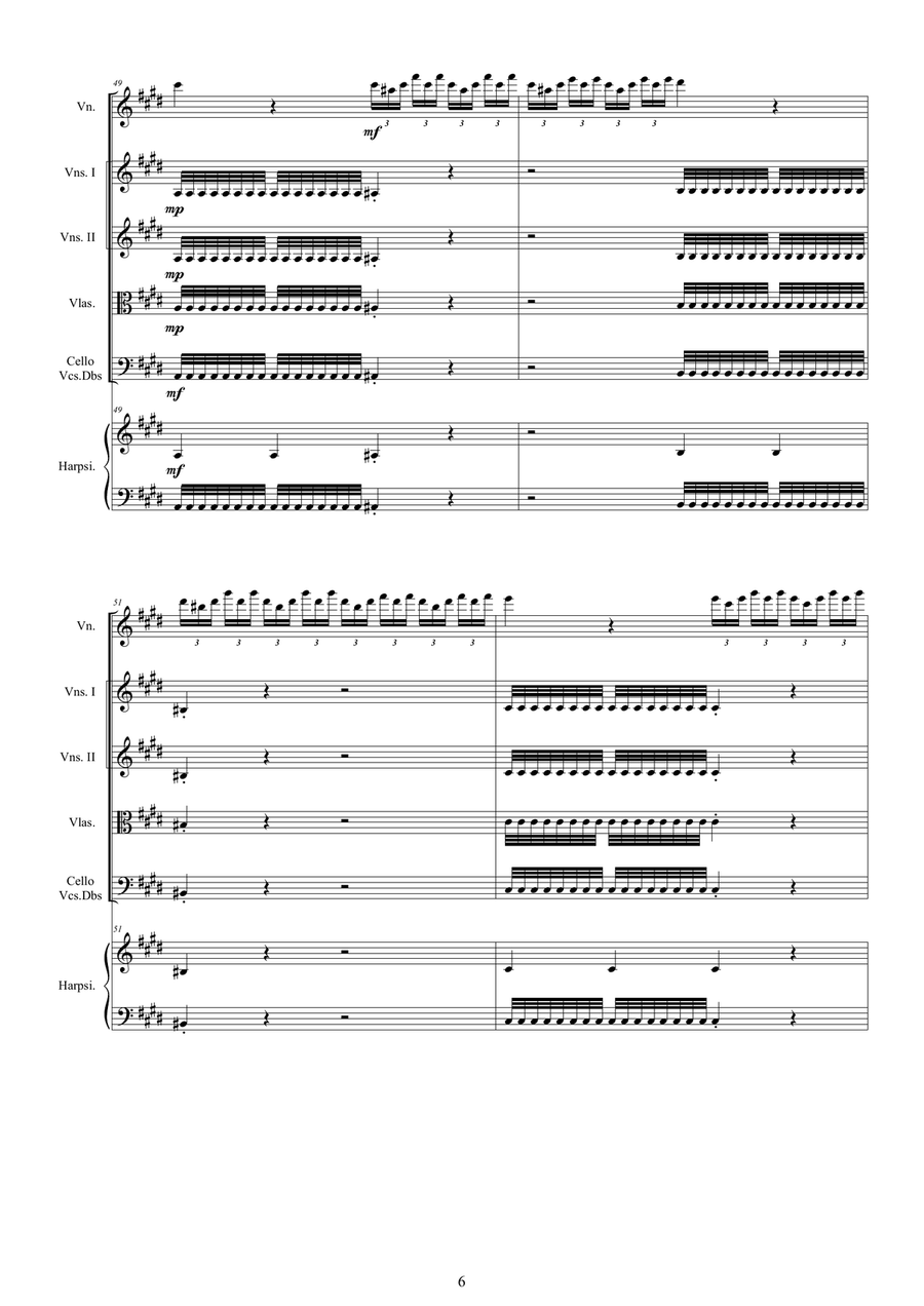 Vivaldi - Violin Concerto No.1 in E major RV 269 (Spring) Op.8 for Violin, Strings and Harpsichord Chamber Orchestra scores gallery preview page 6