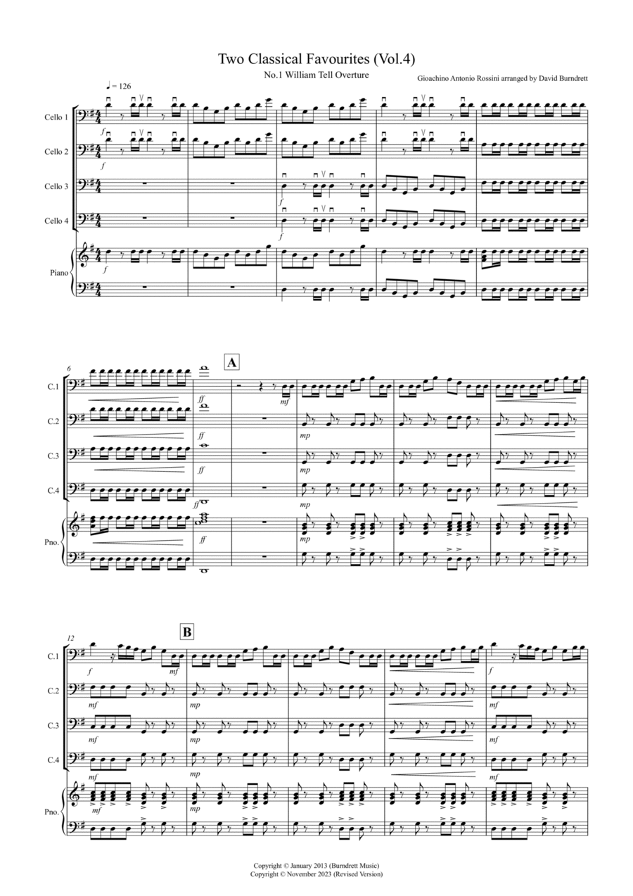 2 Classical Favourites for Cello Quartet (volume four) Cello scores gallery preview page 1