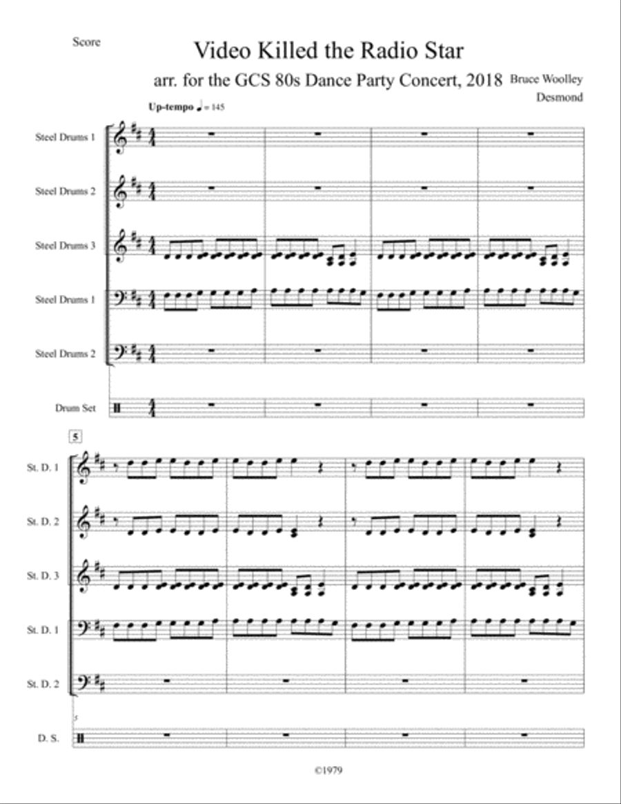 Video Killed The Radio Star Percussion Ensemble scores gallery preview page 1