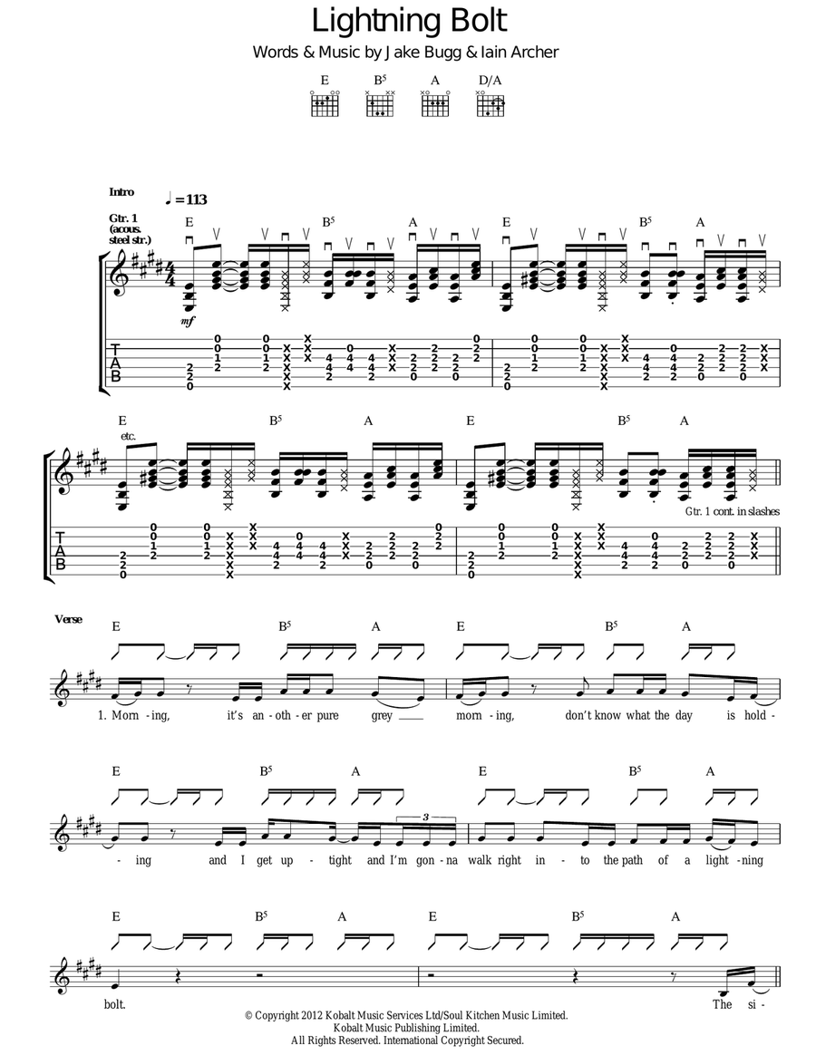 Lightning Bolt Guitar Tablature scores gallery preview page 1