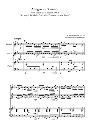 Book cover for Allegro in G major (Pièces de Clavecin, Op. 1) (arr 2 Violins & Piano) ("I'll Second This" Series)