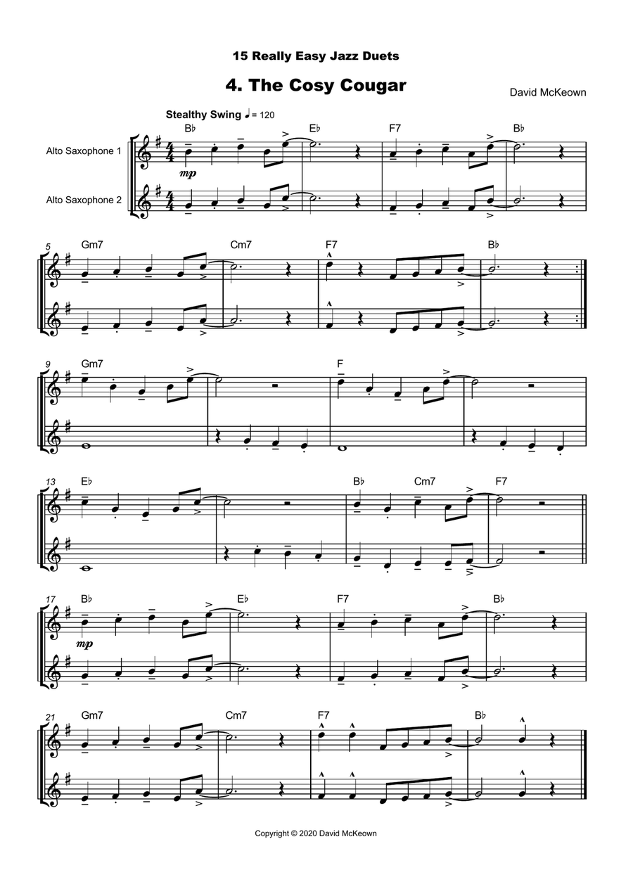 15 Really Easy Jazz Duets for Alto Saxophone Duet Woodwind Duet scores gallery preview page 5