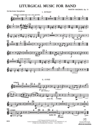 Liturgical Music for Band, Op. 33: E-flat Baritone Saxophone