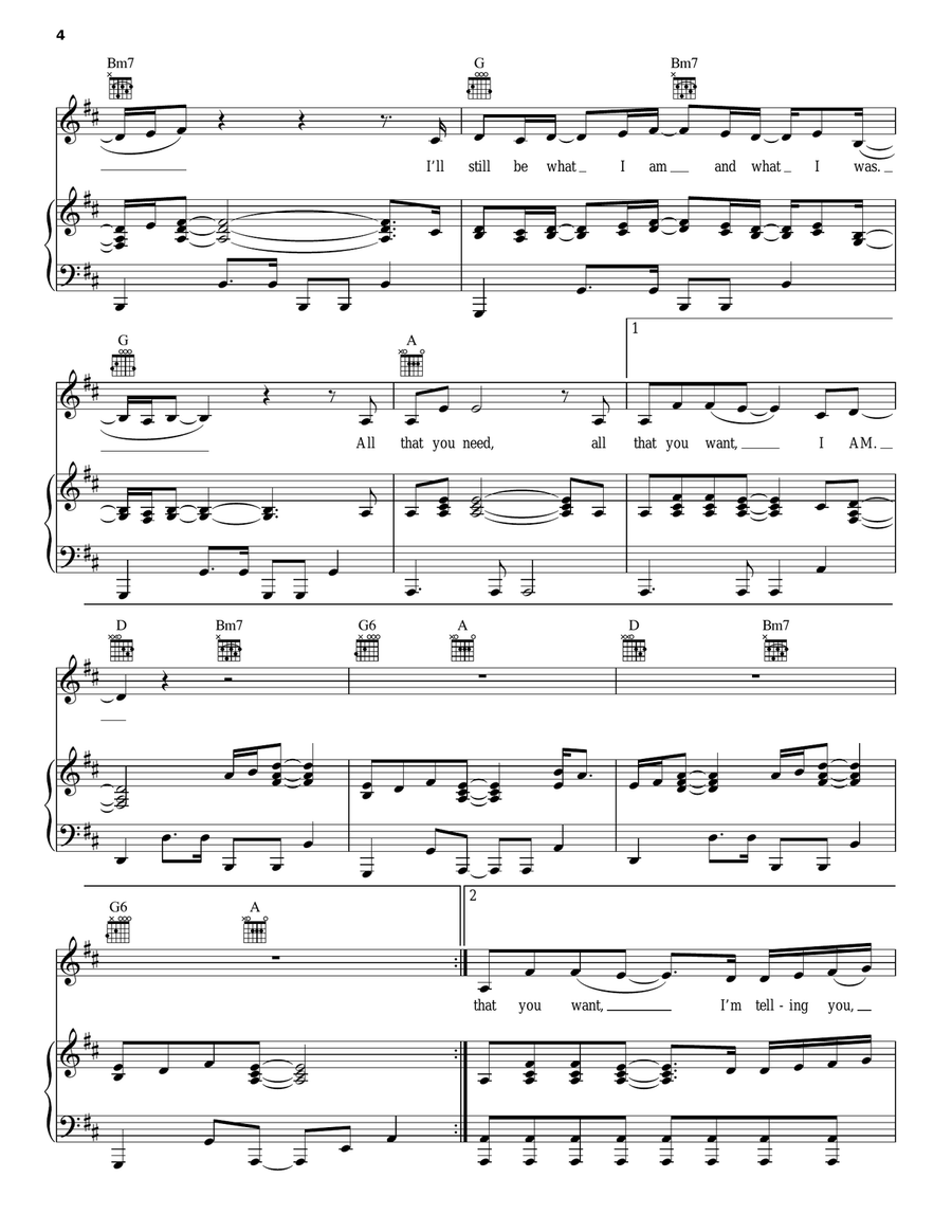 I Am I Am Piano, Vocal, Guitar scores gallery preview page 4