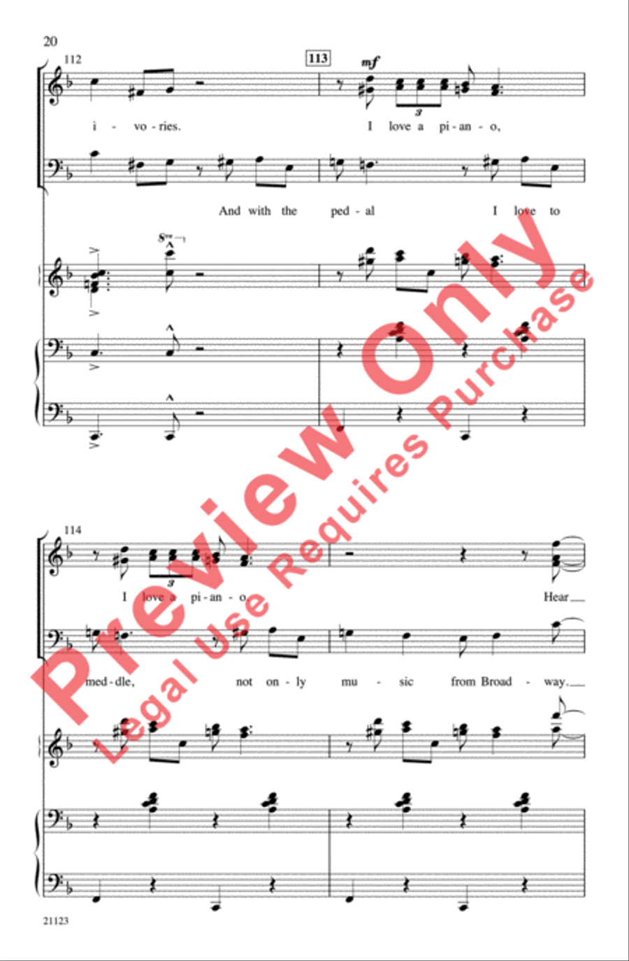 I Love a Piano 4-Part scores gallery preview page 20
