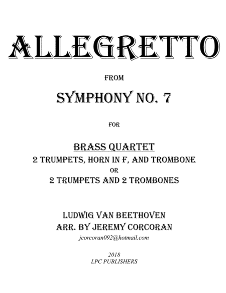 Allegretto from Symphony No. 7 for Brass Quartet image number null