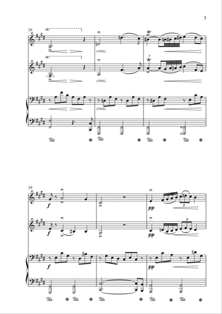 Nocturne in C#min (Op. post, No. 20) - arr. for 2 Violins and Piano (