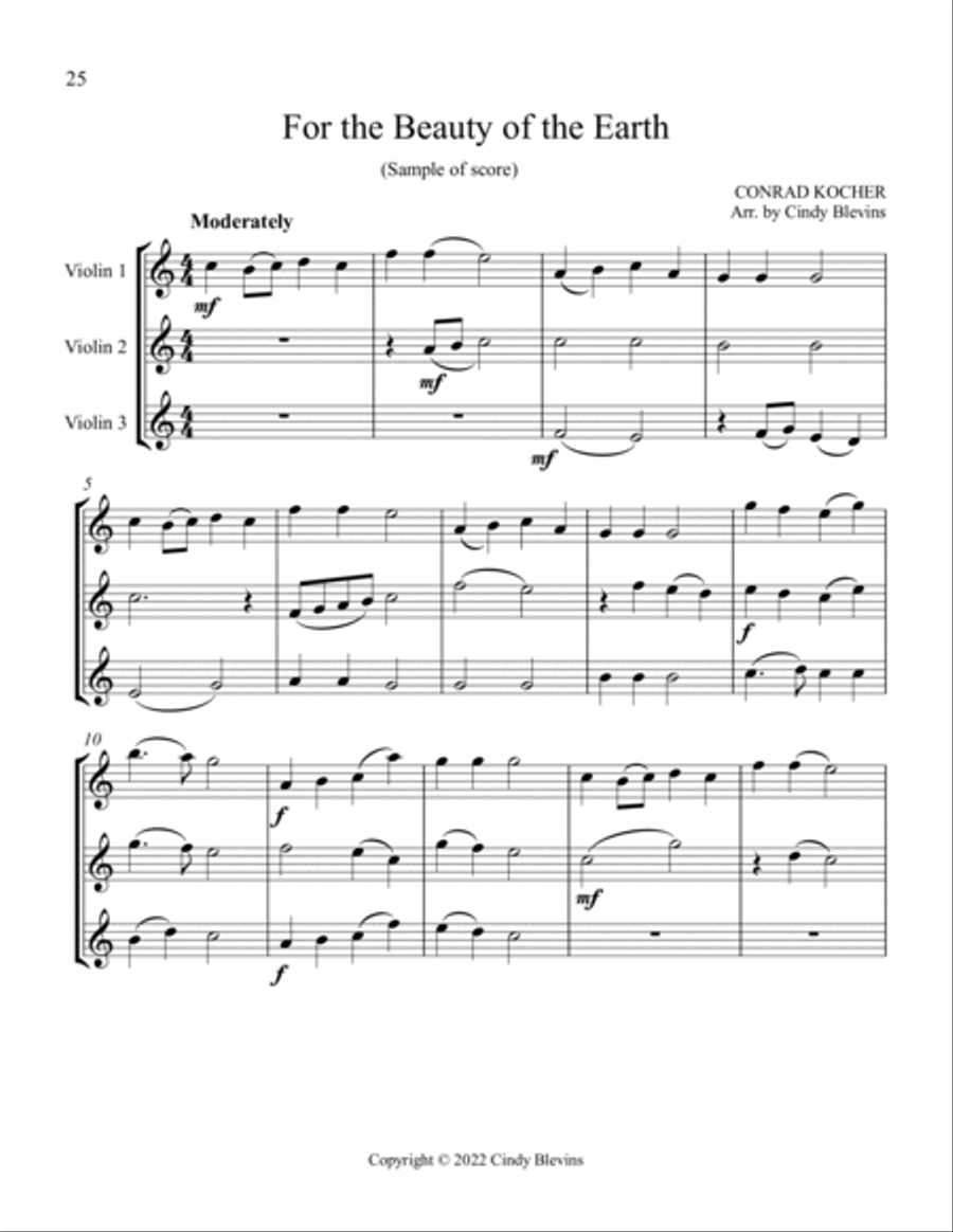 12 Favorite Hymns, Violin Trios String Trio scores gallery preview page 4