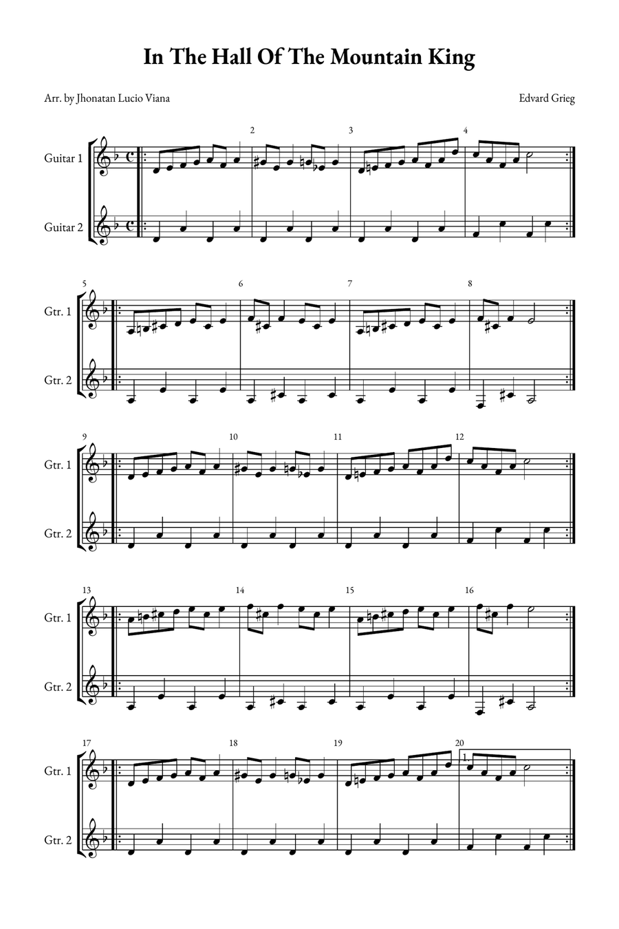In The Hall of the Mountain King Acoustic Guitar scores gallery preview page 1