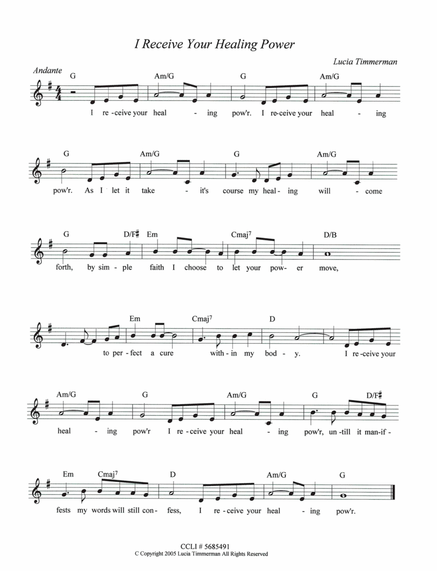 I Receive Your Healing Power Easy Piano scores gallery preview page 1
