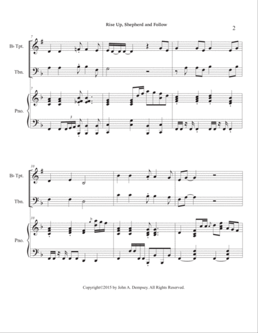 Rise Up, Shepherd and Follow (Trio for Trumpet, Trombone and Piano) Brass Trio scores gallery preview page 6