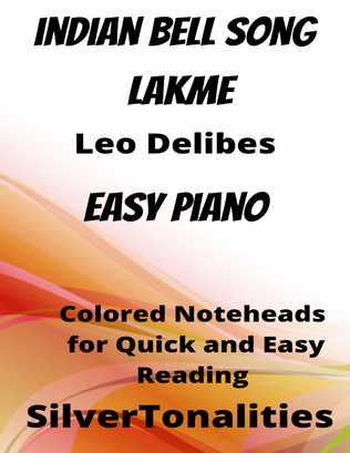 Indian Bell Song Lakme Easy Piano Sheet Music with Colored Notation