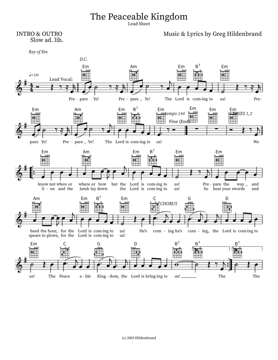 The Peaceable Kingdom Piano scores gallery preview page 1