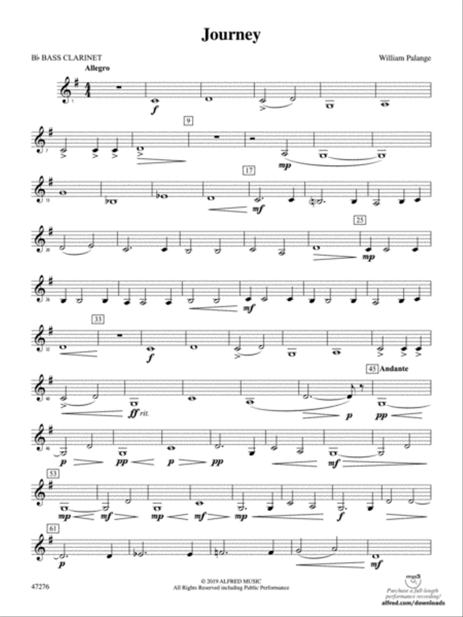 Journey: B-flat Bass Clarinet Concert Band scores gallery preview page 1