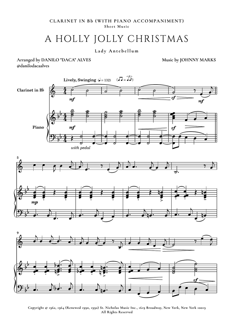 A Holly Jolly Christmas Clarinet Solo scores gallery preview page 1