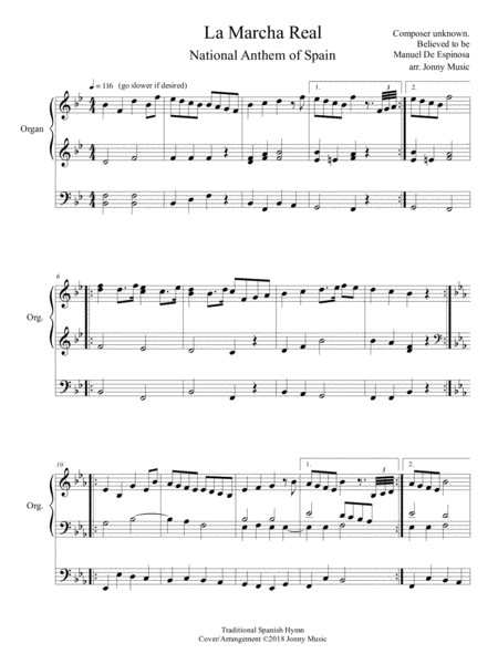 La Marcha Real (Spanish National Anthem) Arranged for Organ