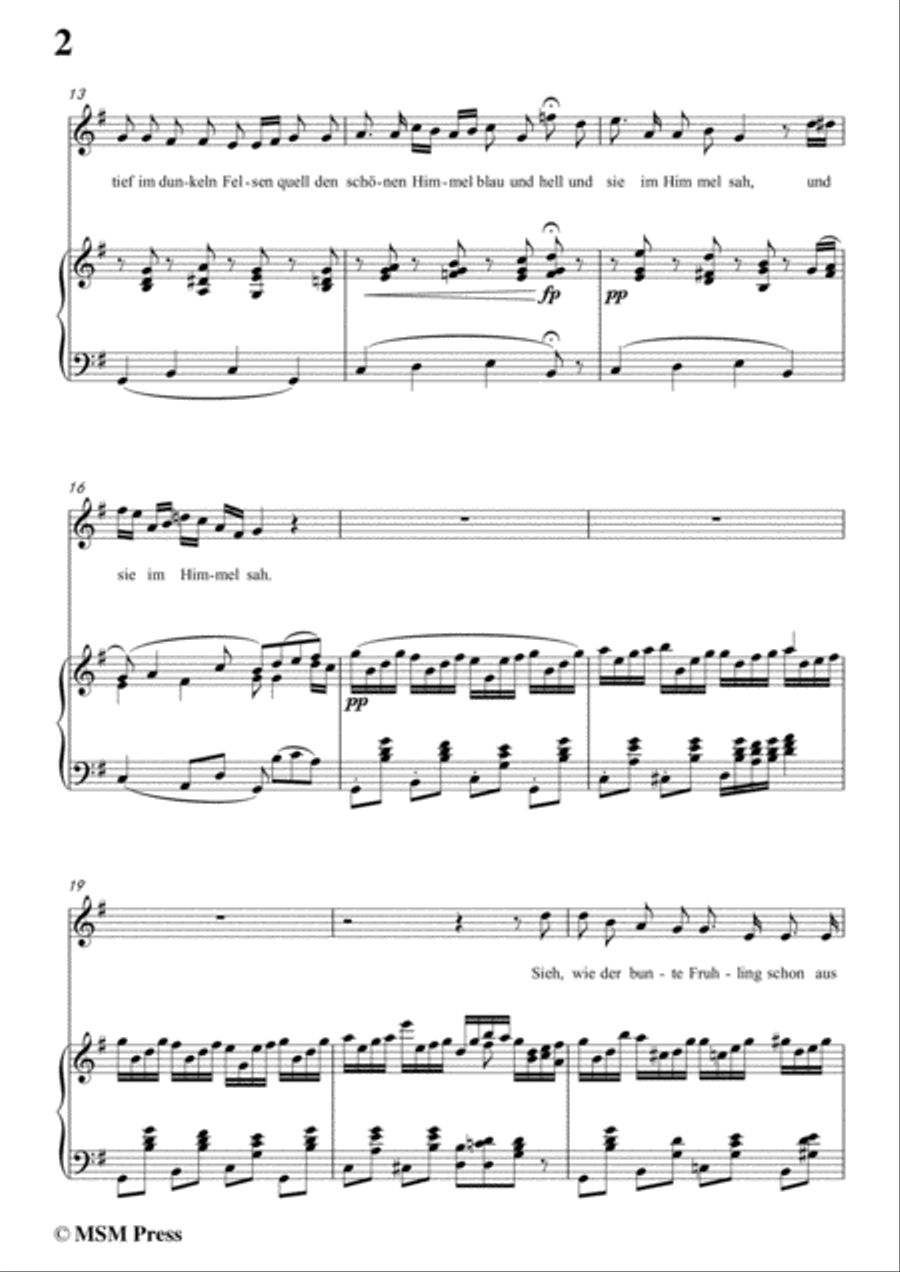 Schubert-Im Frühling in G Major,for voice and piano Voice Solo scores gallery preview page 4