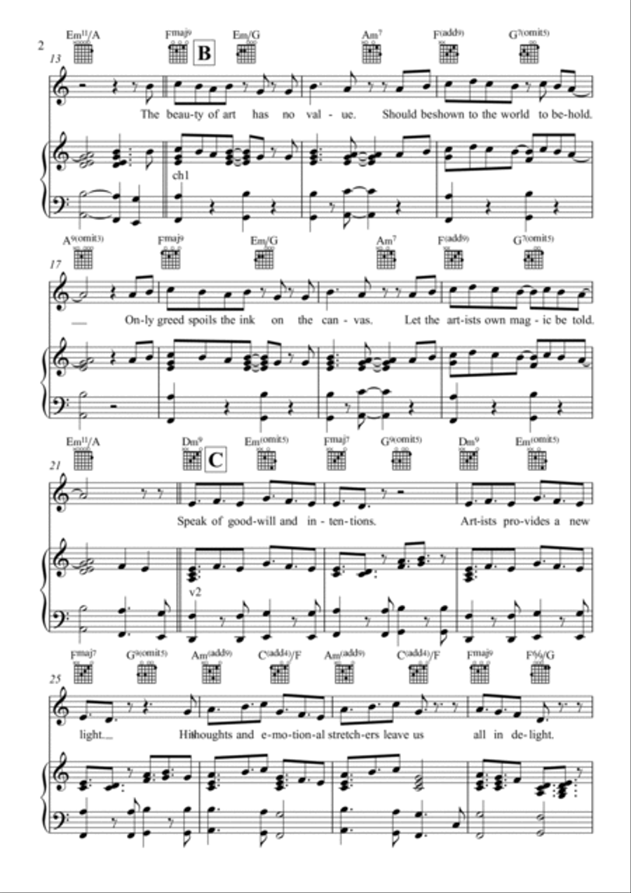 Lines By Default Piano, Vocal, Guitar scores gallery preview page 2