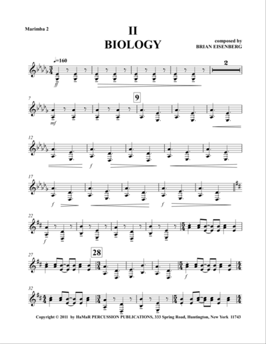 II Biology Marimba scores gallery preview page 1