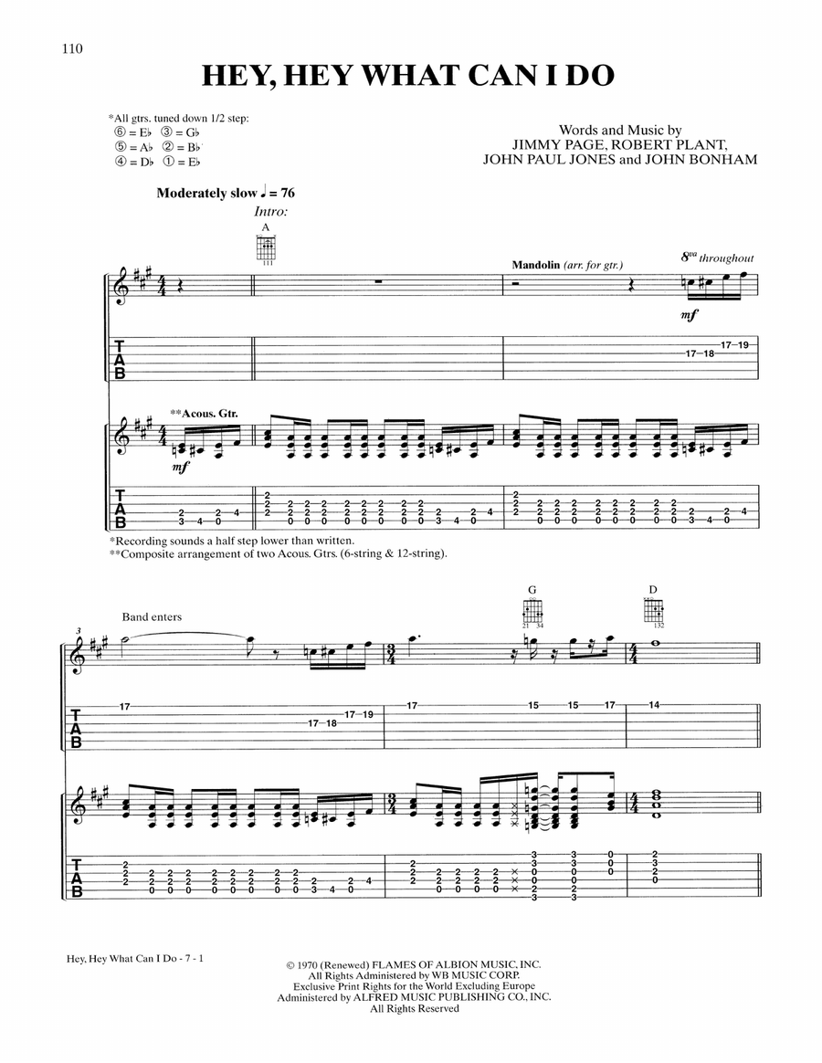 Hey Hey What Can I Do Acoustic Guitar scores gallery preview page 1