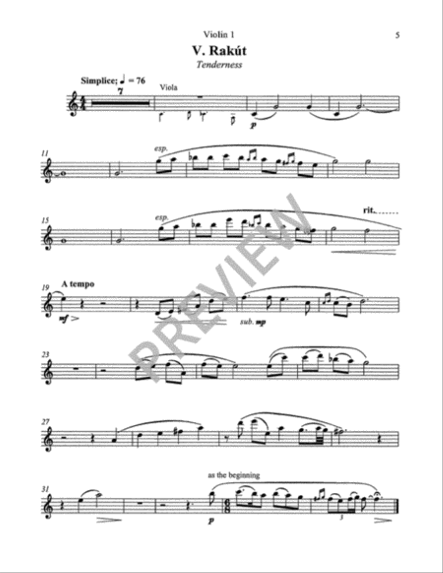 Five Hebrew Love Songs (String Parts) Choir scores gallery preview page 7