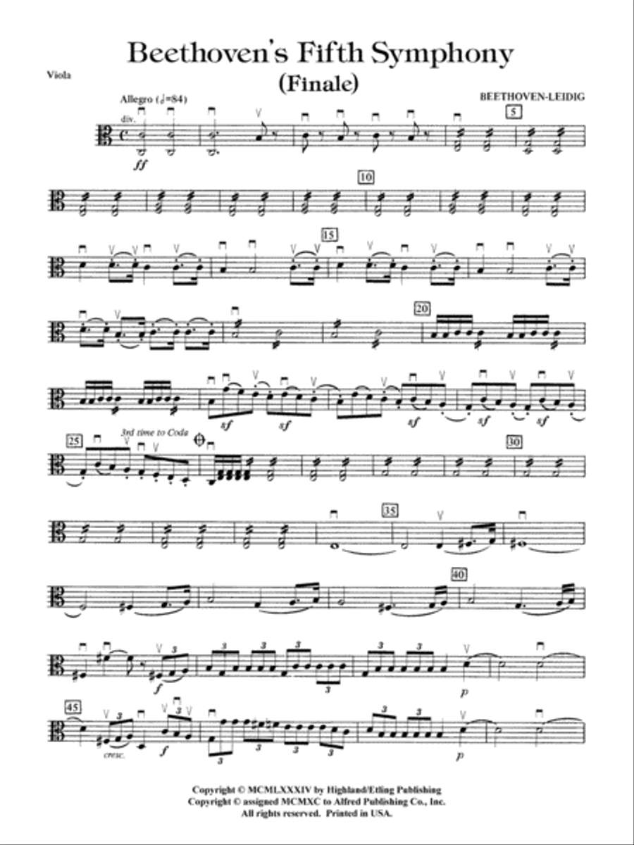 Beethoven s 5th Symphony Finale Viola by Vernon Leidig Full