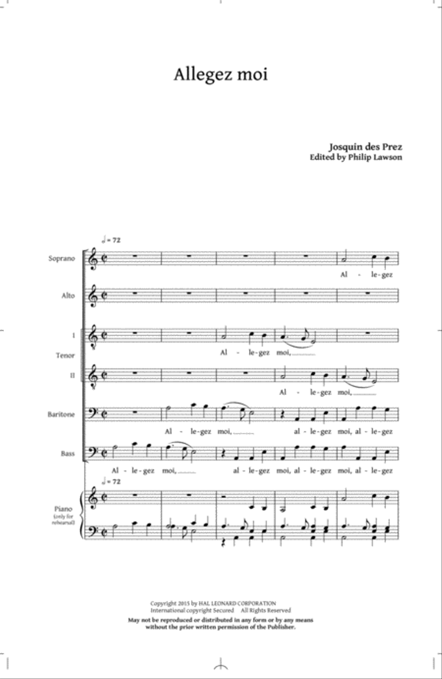 Allegez Moi 4-Part scores gallery preview page 1