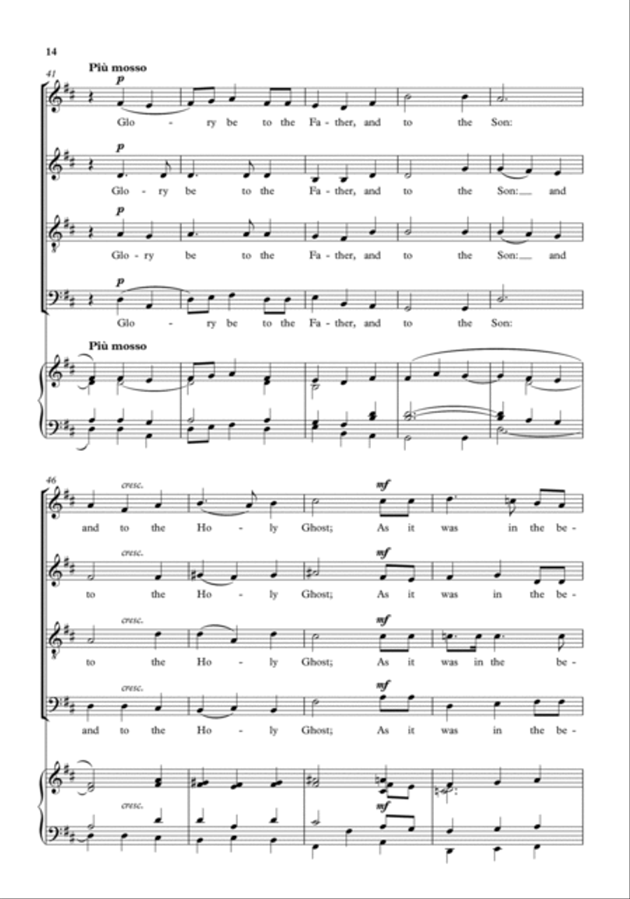 Evening Service in C minor, arranged for SATB (transposed to D minor) 4-Part scores gallery preview page 5