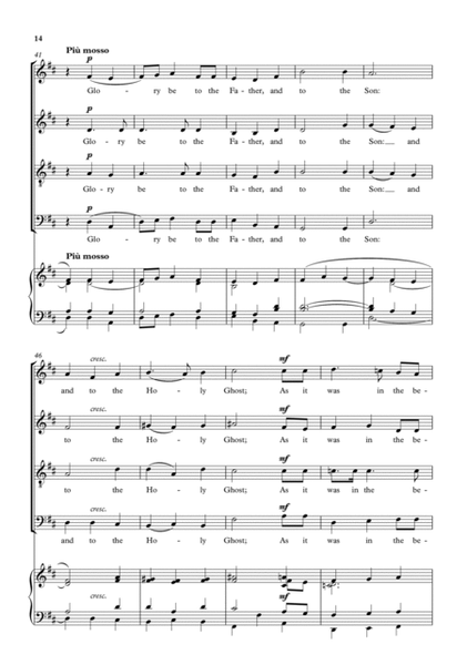 Evening Service in C minor, arranged for SATB (transposed to D minor)