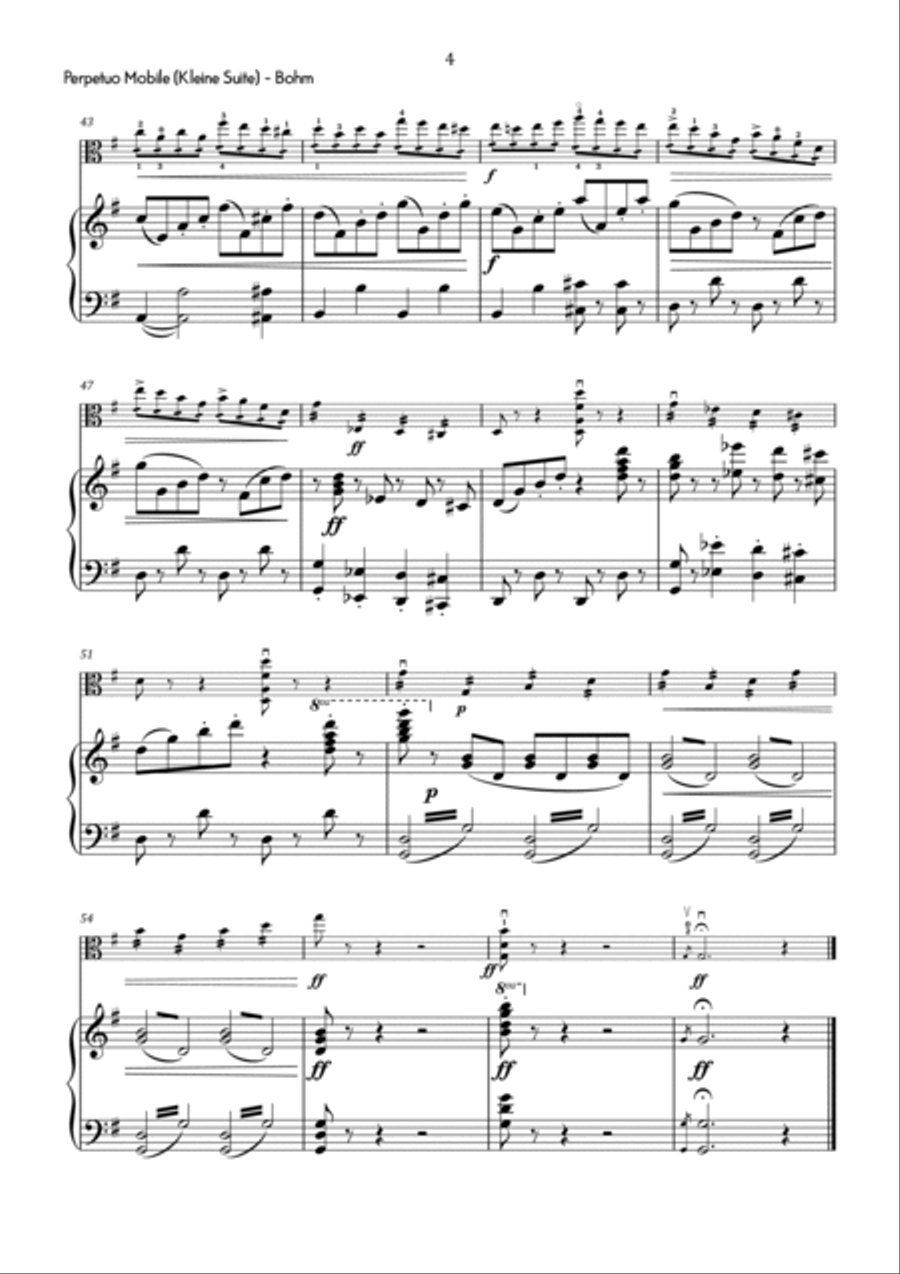 Bohm - Perpetuo Mobile (from Kleine Suite) in G Major - Intermediate Viola scores gallery preview page 5
