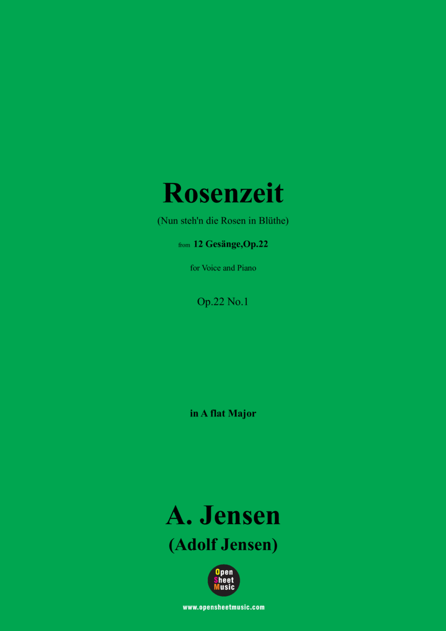 A. Jensen-Rosenzeit(Nun steh'n die Rosen in Blüthe),in A flat Major,Op.22 No.1 Voice scores gallery preview page 1