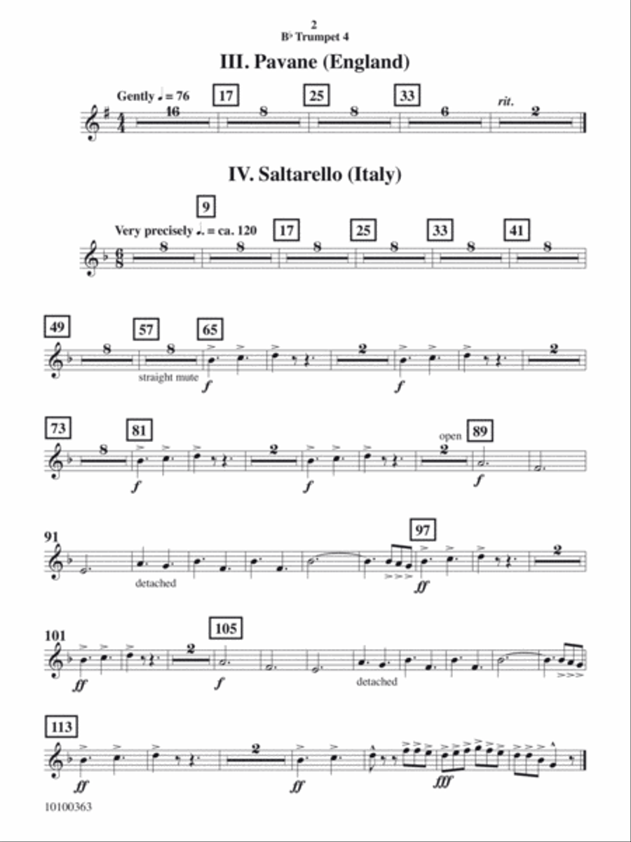 Courtly Airs and Dances - Trumpet 4 Concert Band scores gallery preview page 2