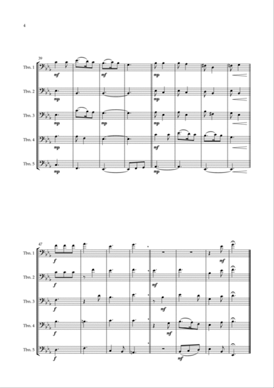 Silent Night - Trombone Quintet Trombone scores gallery preview page 4
