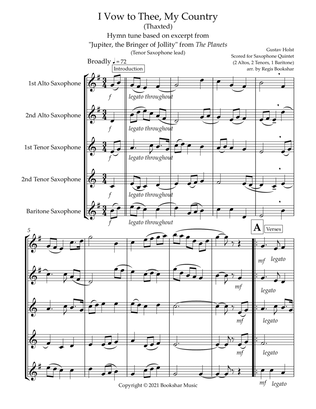 I Vow to Thee, My Country (Thaxted) (Bb) (Saxophone Quintet - 2 Alto, 2 Tenor, 1 Bari) (Tenor lead)