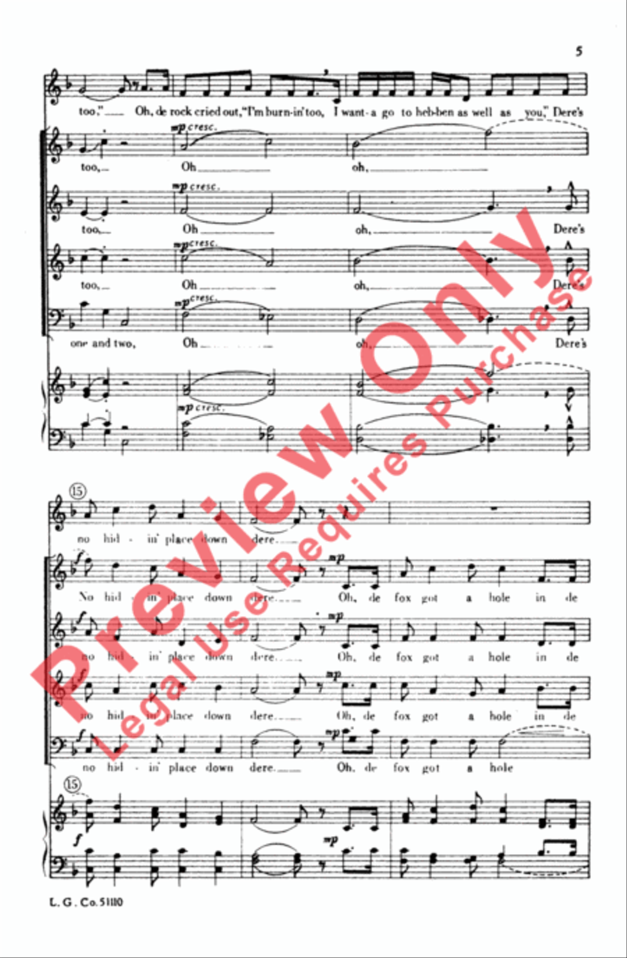 Dere's No Hidin' Place 4-Part scores gallery preview page 4