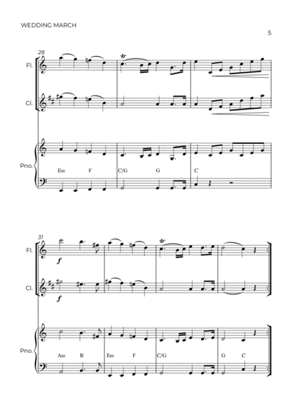 WEDDING MARCH - MENDELSSOHN - WIND PIANO TRIO (FLUTE, CLARINET & PIANO) image number null