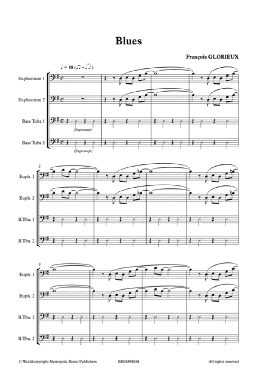 Blues for Euphonium / Bass Tuba Quartet Tuba Quartet scores gallery preview page 2