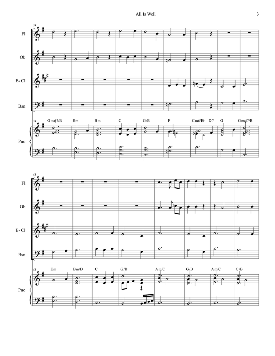 All Is Well All Is Well Woodwind Quartet scores gallery preview page 3