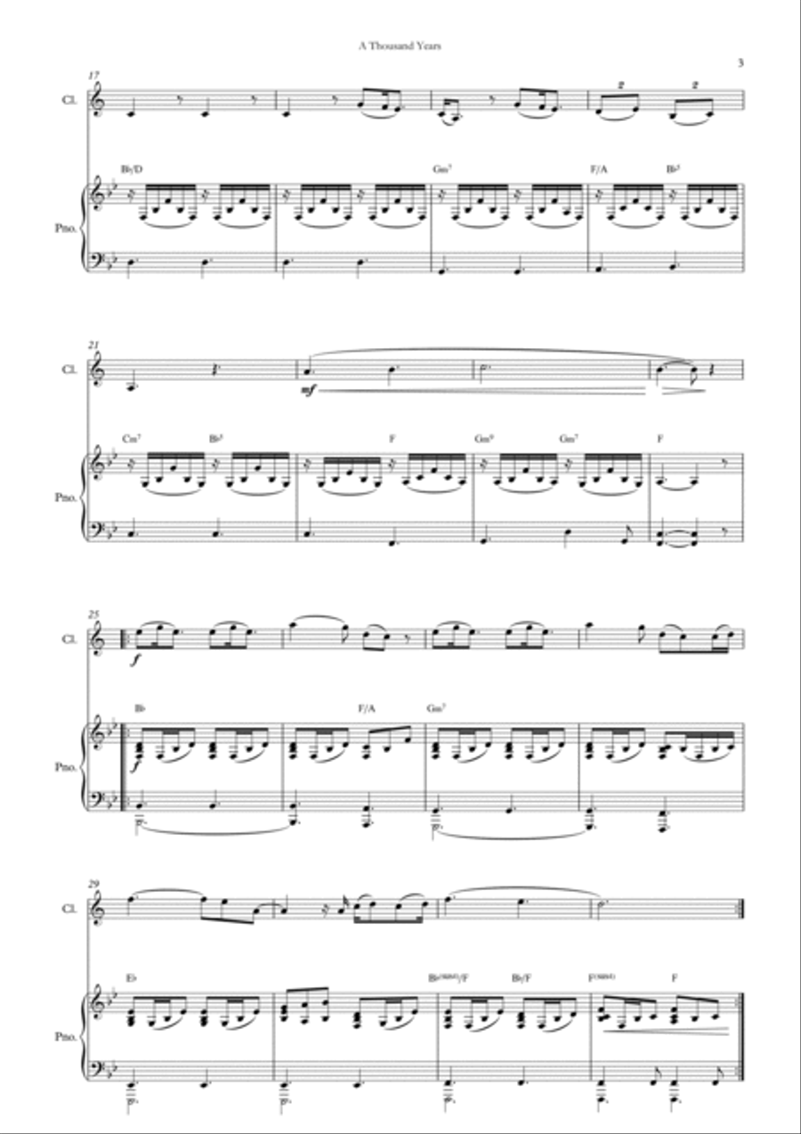 A Thousand Years A Thousand Years Clarinet Solo scores gallery preview page 4
