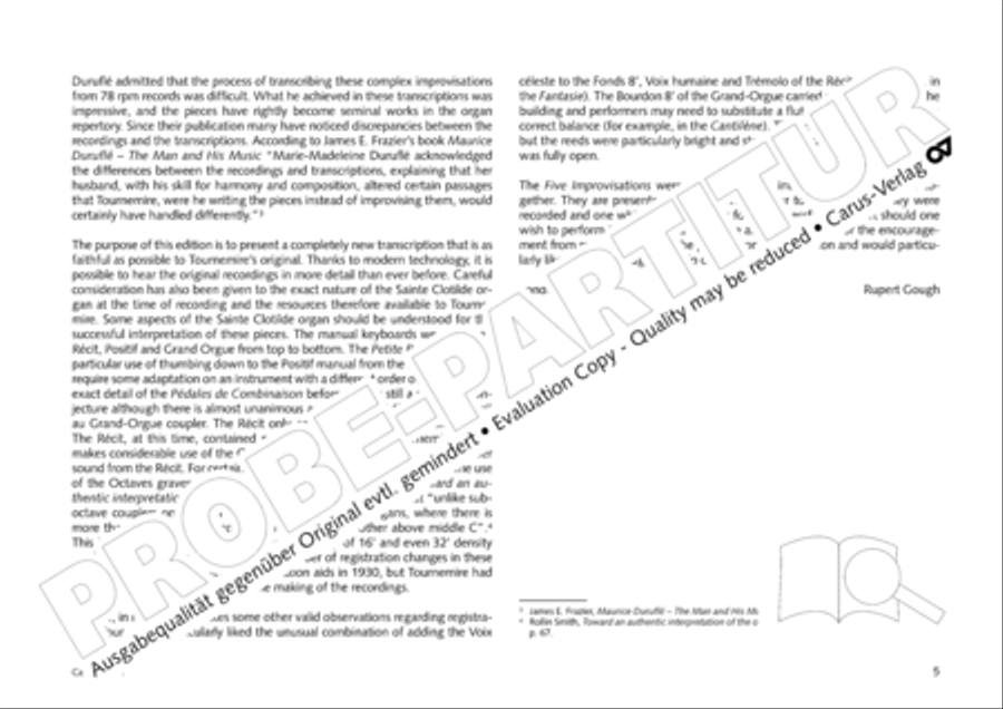 Tournemire: Funf Improvisationen fur Orgel solo Organ Solo scores gallery preview page 5