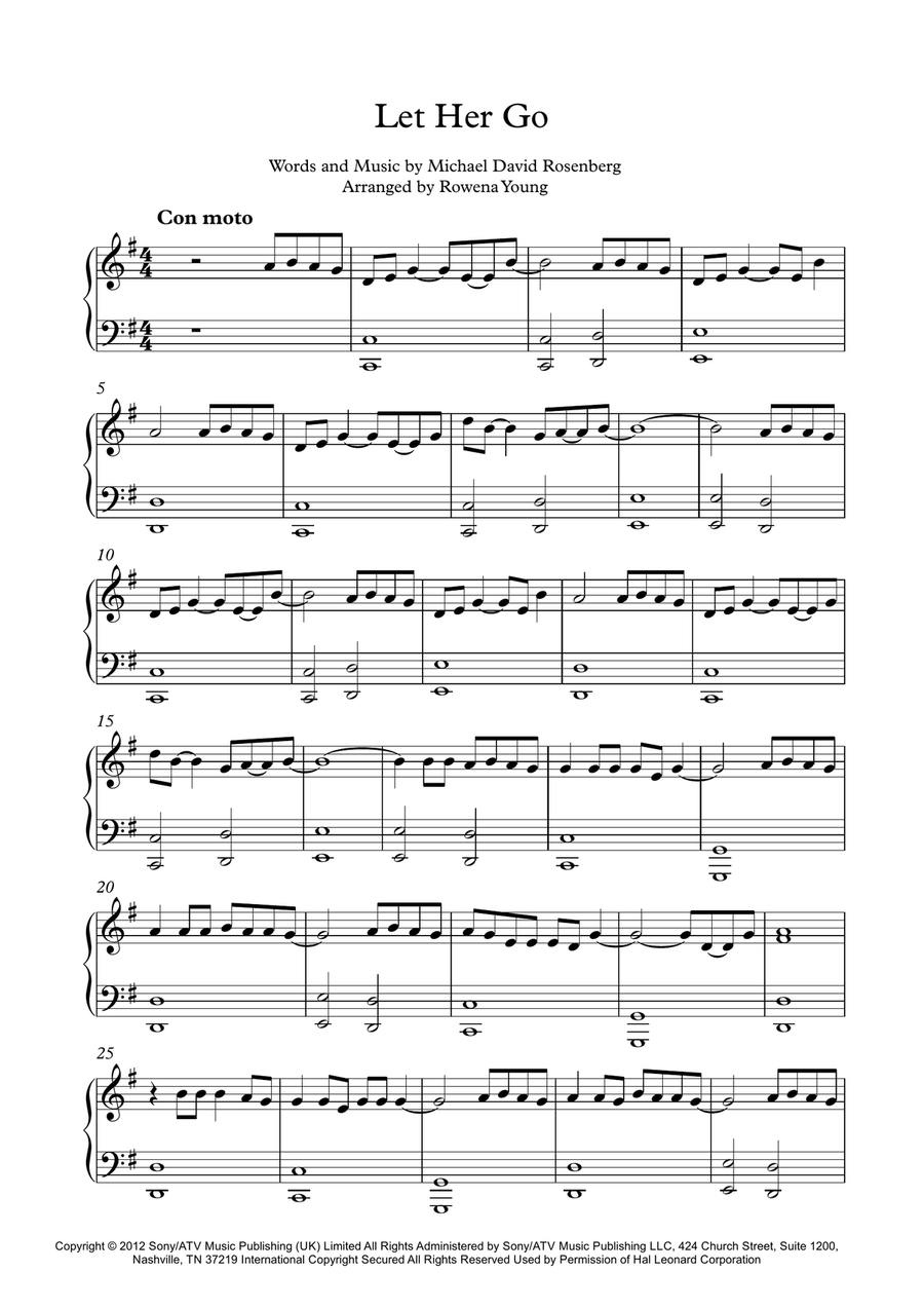Let Her Go Easy Piano scores gallery preview page 1