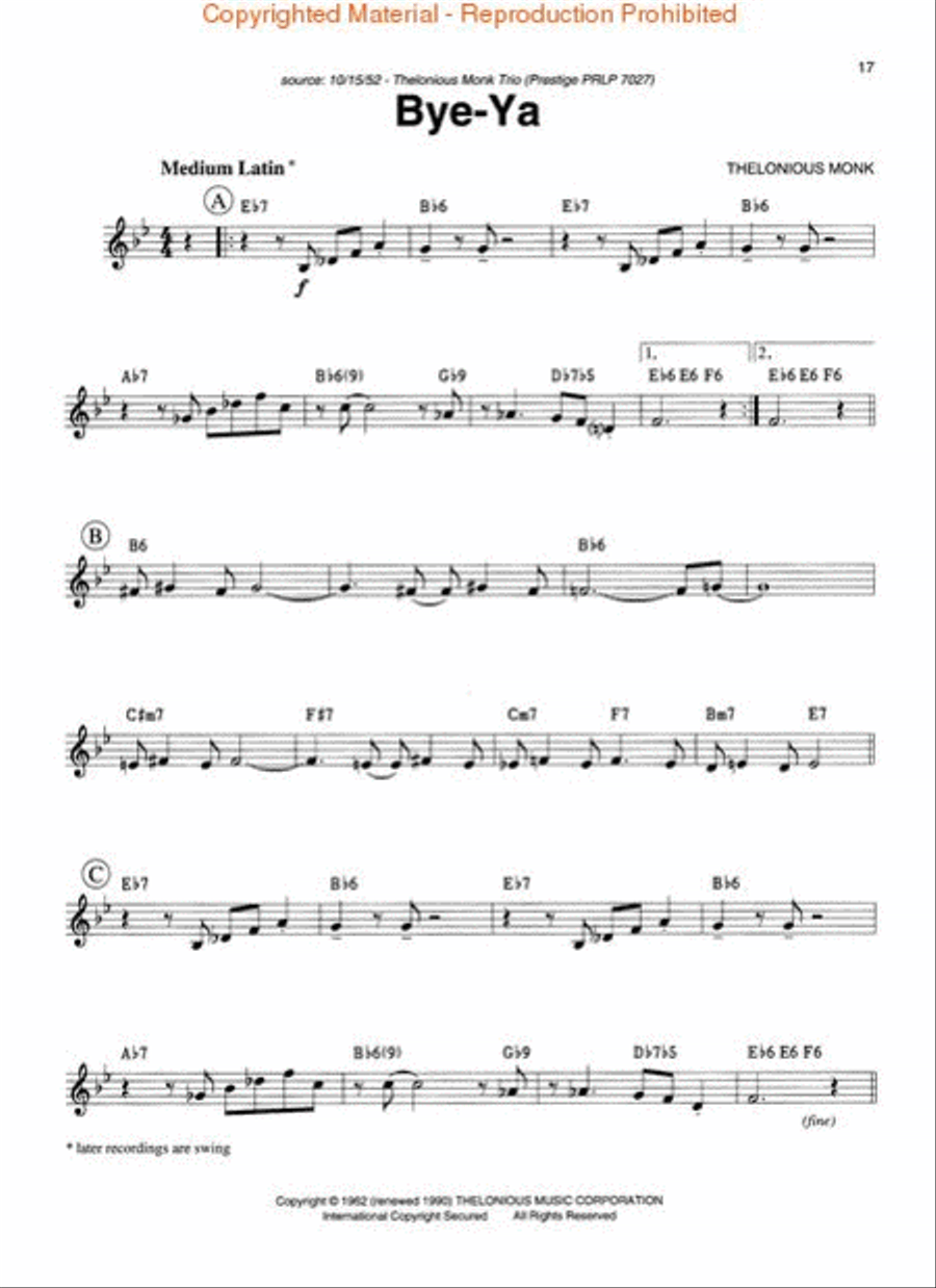 Thelonious Monk Fake Book Fake Book scores gallery preview page 4