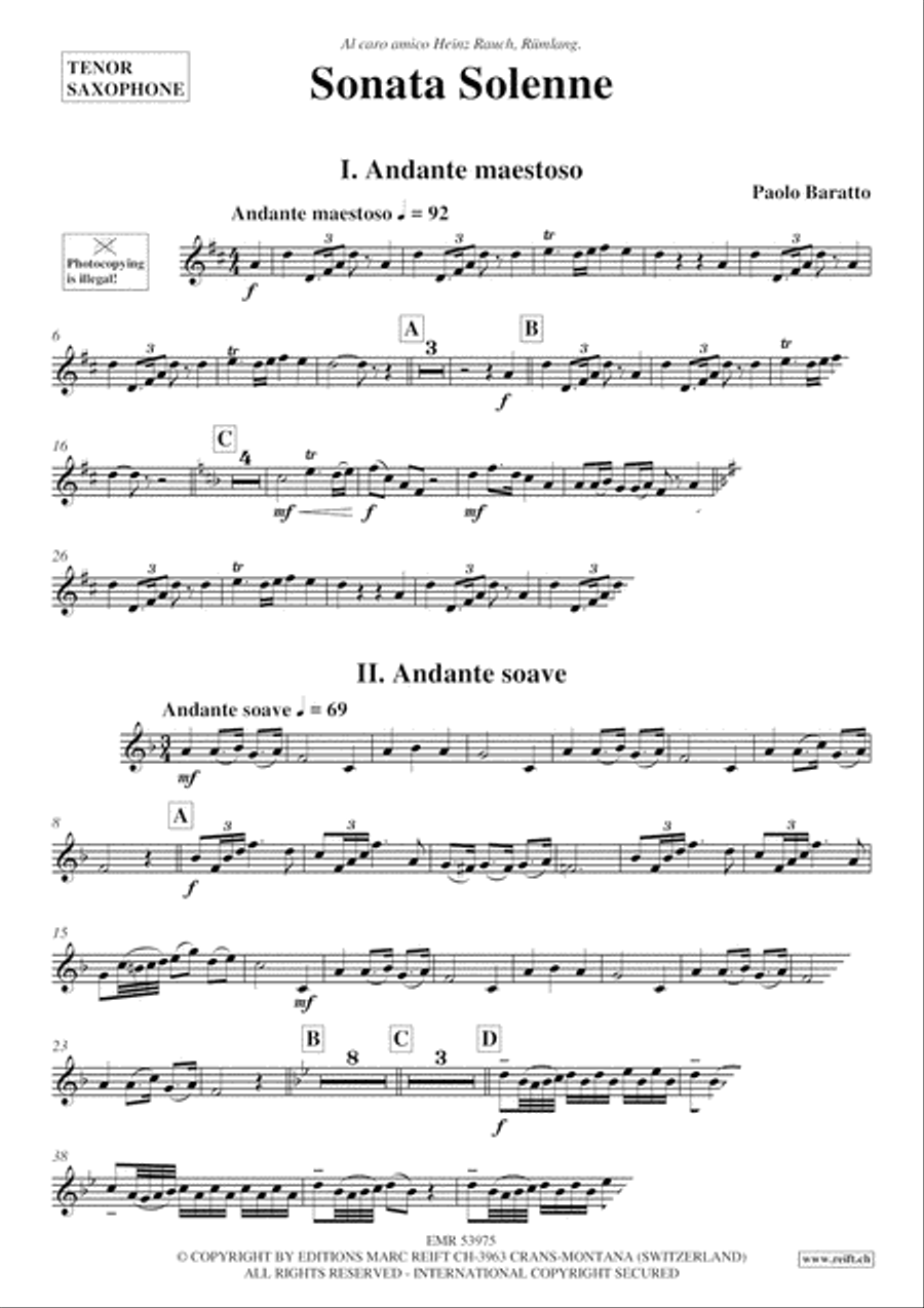 Sonata Solenne Tenor Saxophone scores gallery preview page 3