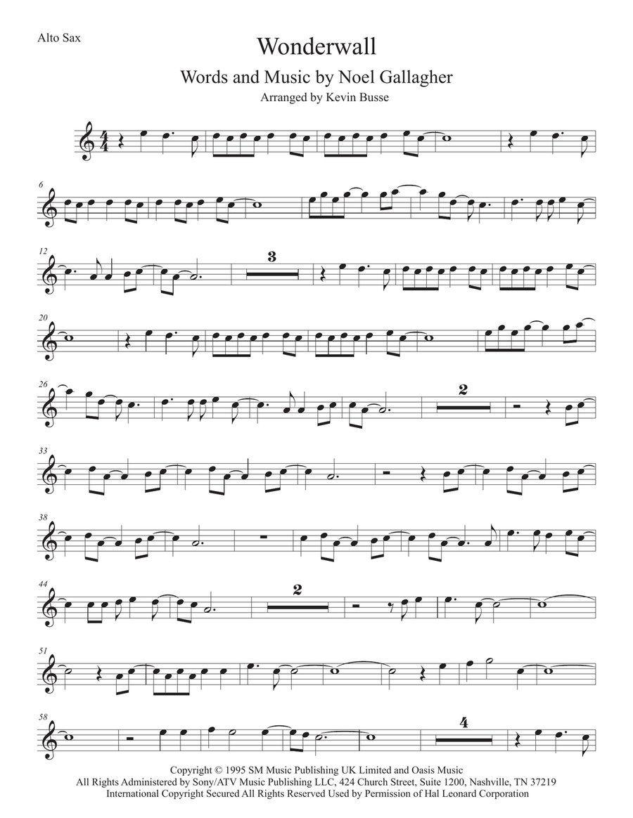 Wonderwall Alto Saxophone scores gallery preview page 1